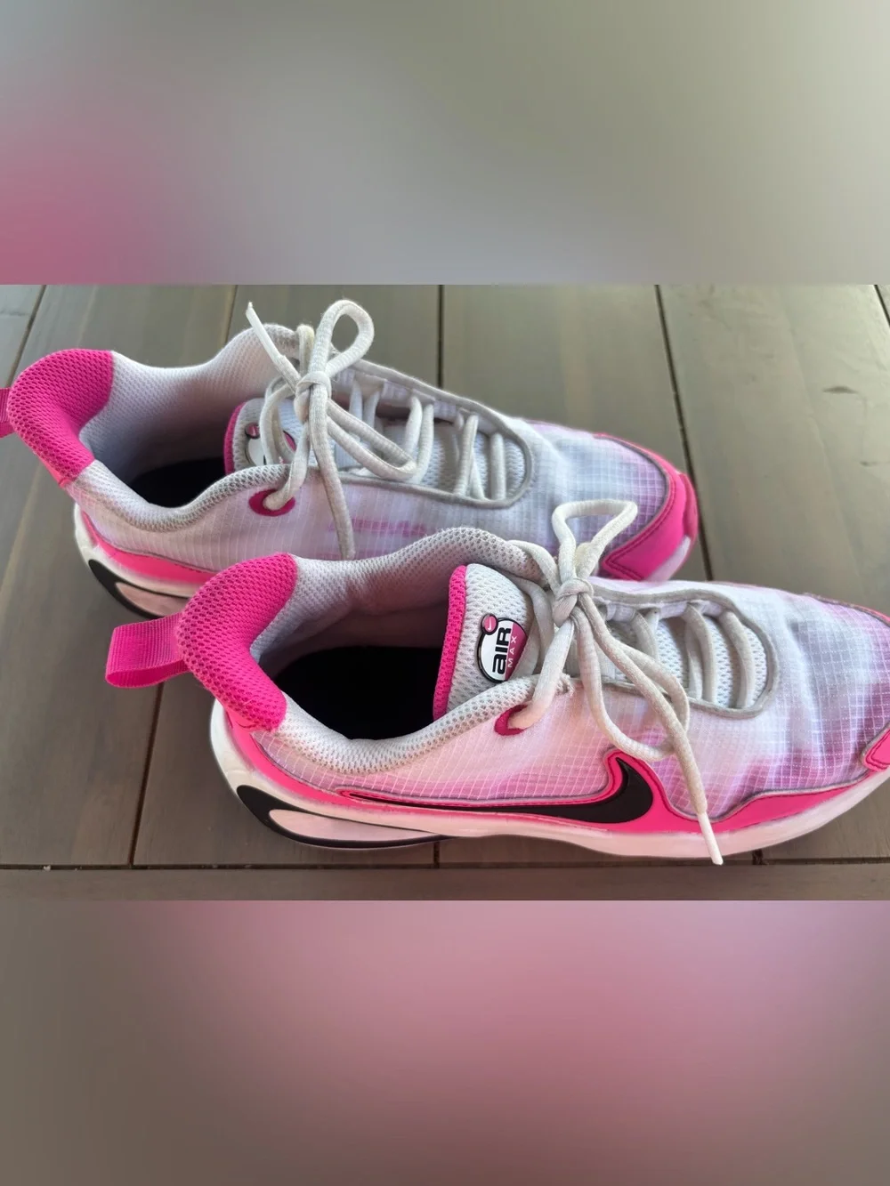 Nike White and Hot Pink Air Max Sneakers